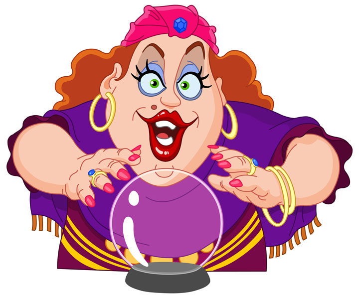 characture of a gypsy with a crystal ball